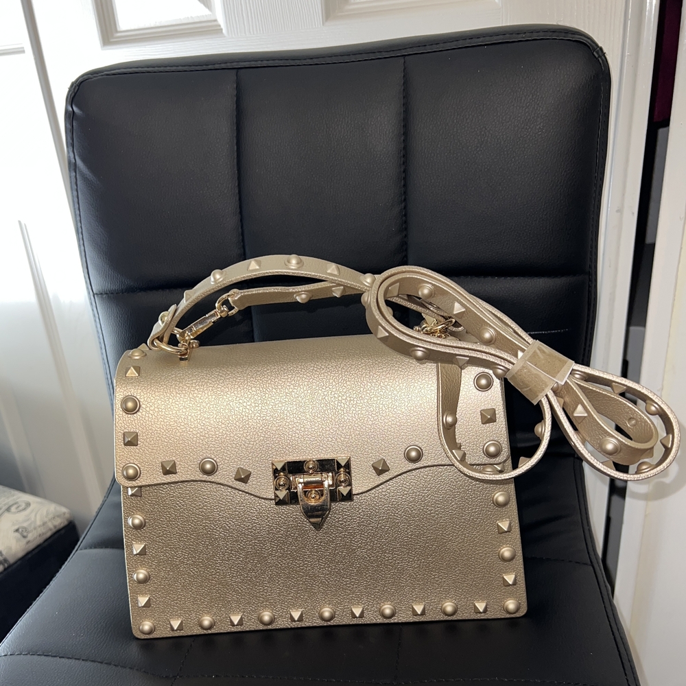 Studded Gold Handbag